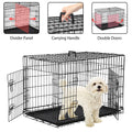 24 Inch Dog Crate, Dog Kennel Dog Crate Folding Metal Dog Crate with Double-Door,Divider Panel, Removable Tray and Handle Pet Dog Cages for Small Dogs Indoor Outdoor, Black