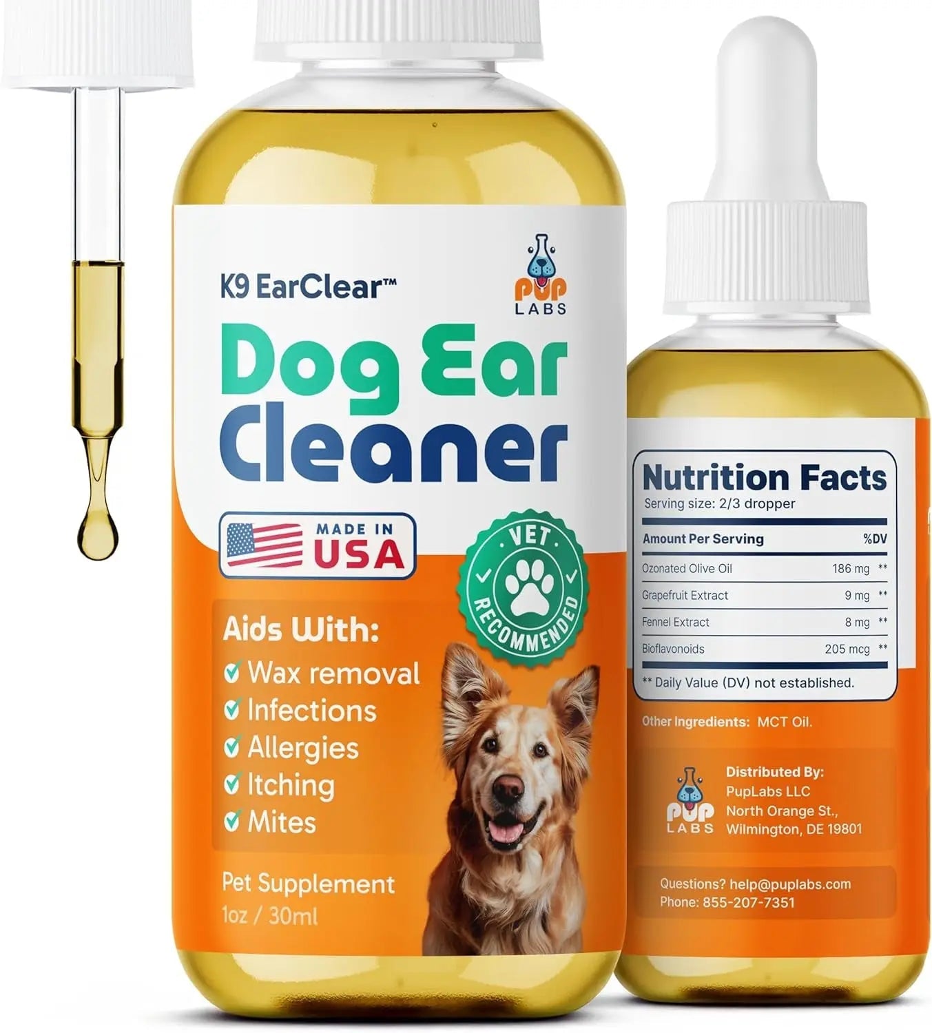 Ear Clear Natural Dog Ear Cleaner – Soothing Drops for Wax, Itch & Irritation