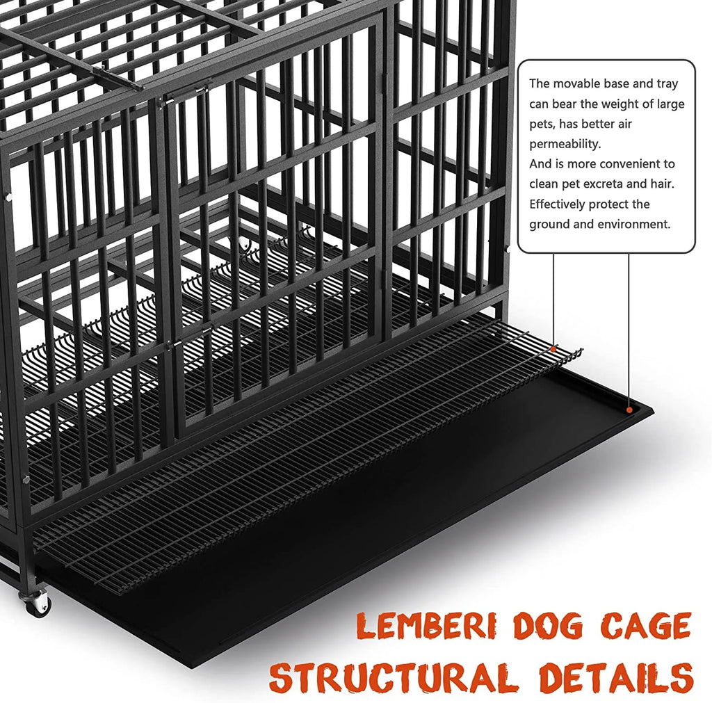 Heavy Duty Indestructible High Anxiety Dog Crate Cage for Outdoor and Indoor with Removable Tray