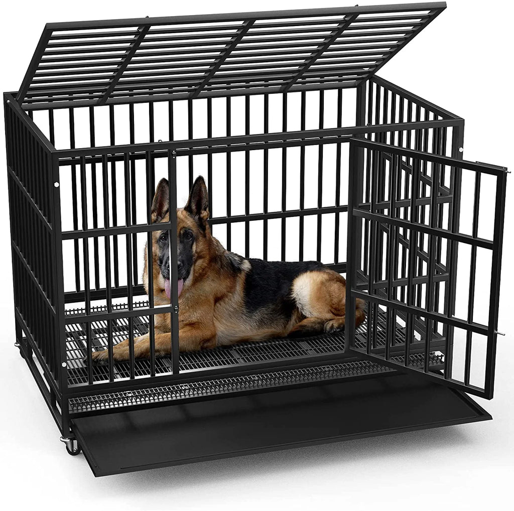 Heavy Duty Indestructible High Anxiety Dog Crate Cage for Outdoor and Indoor with Removable Tray