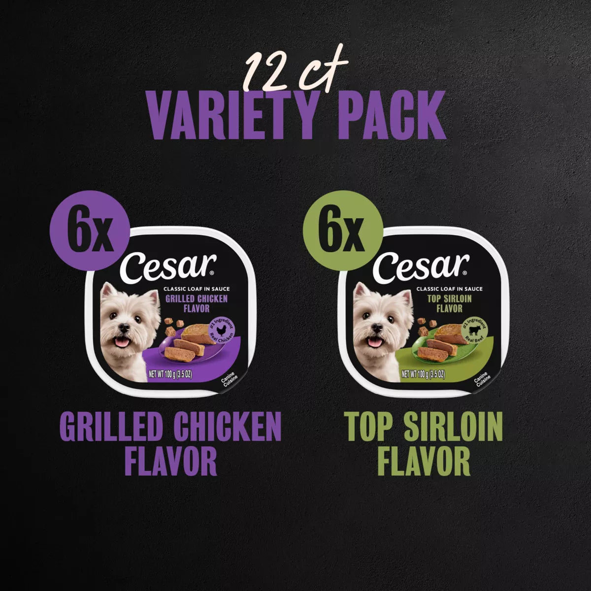 Cesar Variety Pack with Classic Loaf in Sauce Small Breed Wet Dog Food - 3.5Oz/12Ct